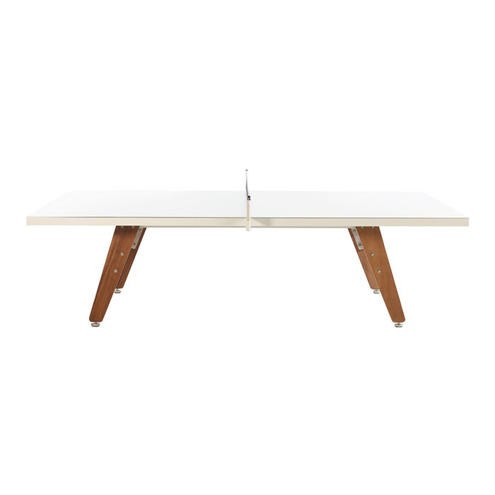White tabletop with natural wood legs and sleek design, perfect for modern decor.
