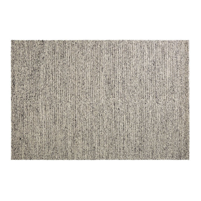 Gray textured rug with a subtle linear pattern, perfect for enhancing modern interiors.