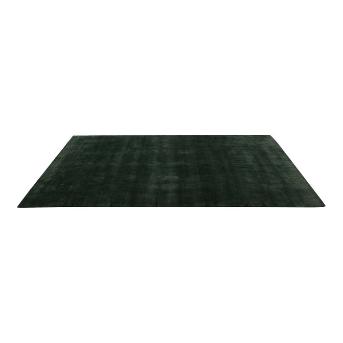 Deep emerald green rectangular rug with a subtle textured pattern. Ideal for modern decor.