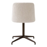 Cream textured fabric lampshade on a sleek brown metal base, perfect for modern decor.