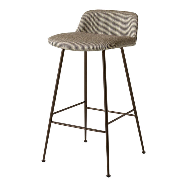 Beige textured seat with a modern dark metal frame, perfect for contemporary spaces.