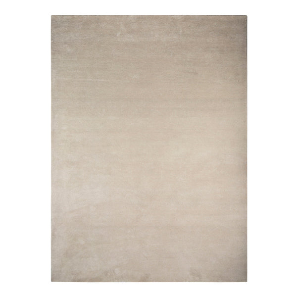 Beige area rug with a solid, textured pattern, perfect for adding warmth to any space.
