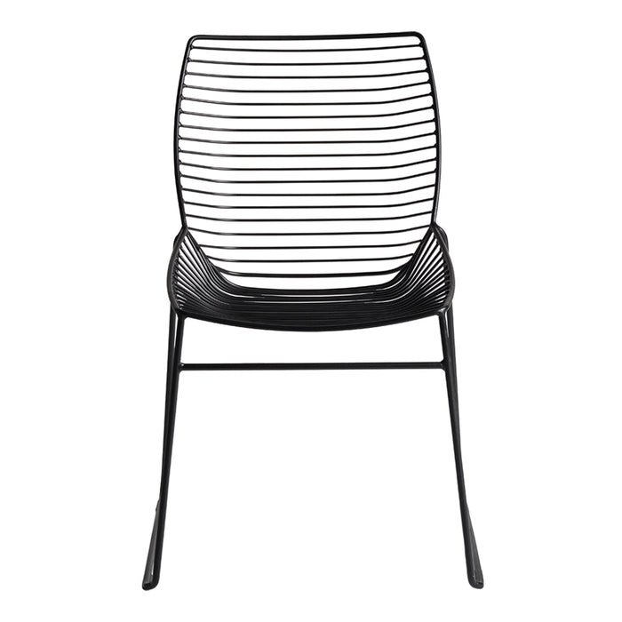 Black striped chair with a minimalist design and sleek lines, perfect for modern decor.