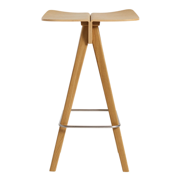 Natural wood bar stool with a sleek, minimalist design and smooth surface, featuring light honey tones and no patterns.