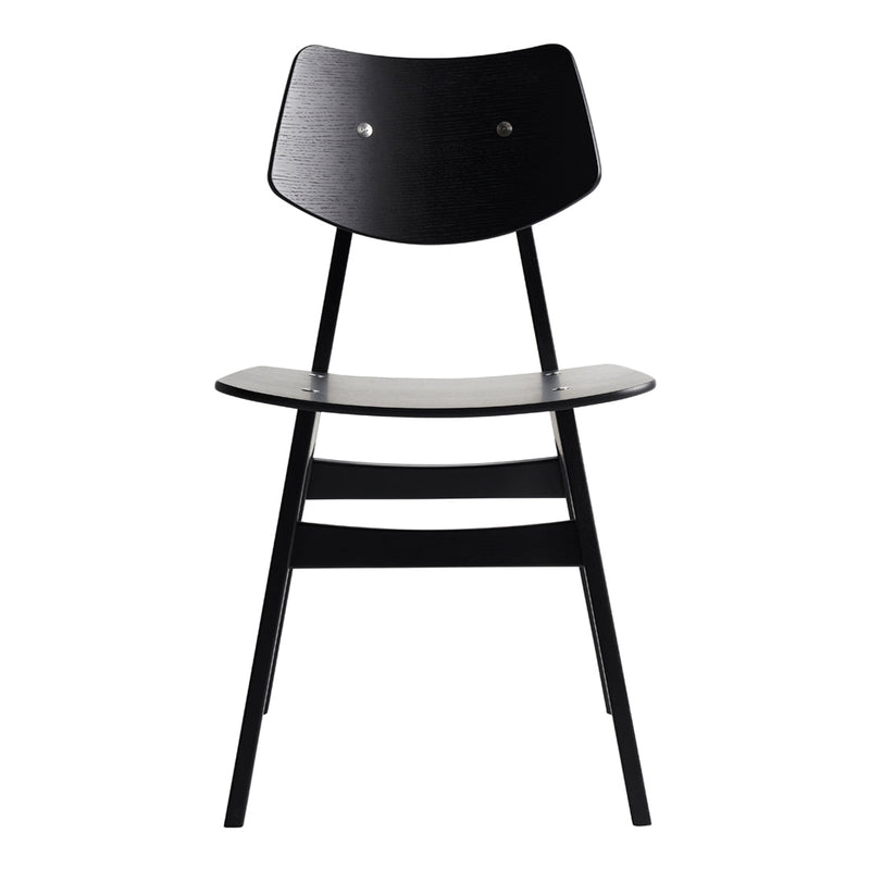 Stylish black wooden chair with a minimalist design and smooth, sleek finish. Perfect for modern decor.