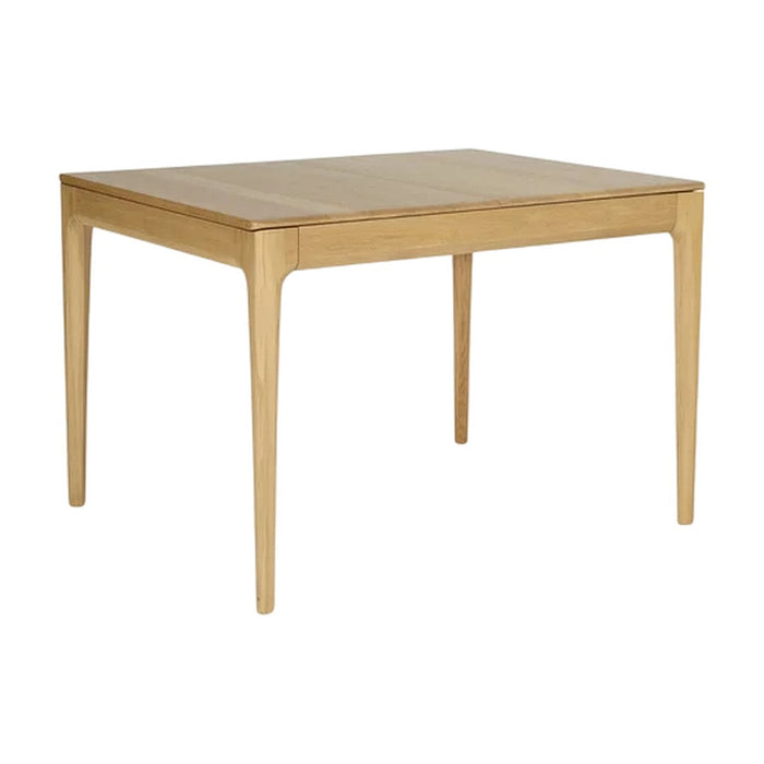 Light oak rectangular table with smooth surface and natural wood grain pattern. Elegant and minimalistic design.