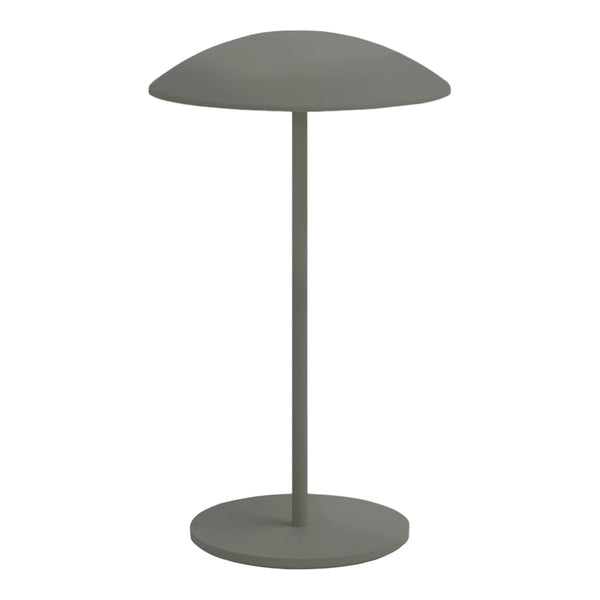 Sleek, modern lamp in muted sage green with a smooth, rounded shade and understated base for a minimalist touch.