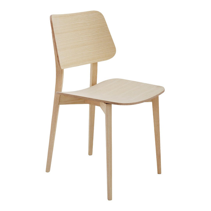 Light wood chair with a smooth, natural finish and minimalist design. Ideal for modern decor.