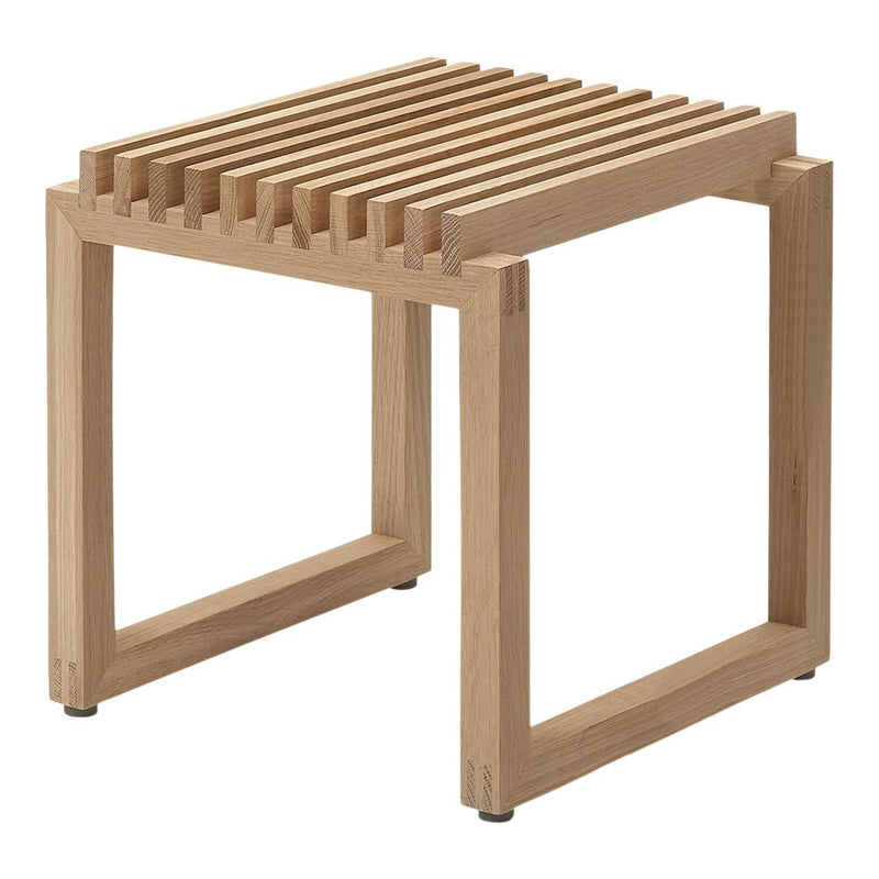Light oak wood accent table with a sleek slatted design and natural finish, perfect for modern decor.
