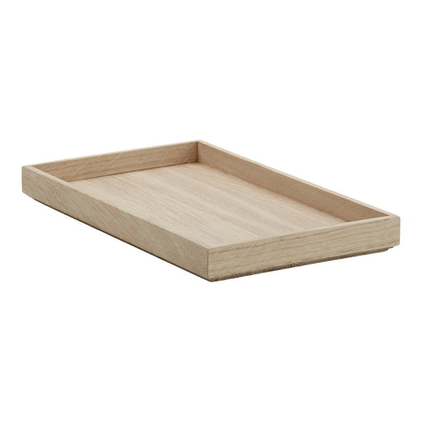 Light natural wood tray with a smooth, minimalist design and subtle grain pattern. Perfect for stylish organization.