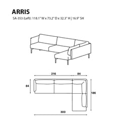 Arris Sofa - L-Shaped w/ Slender Arms (118.1" W)
