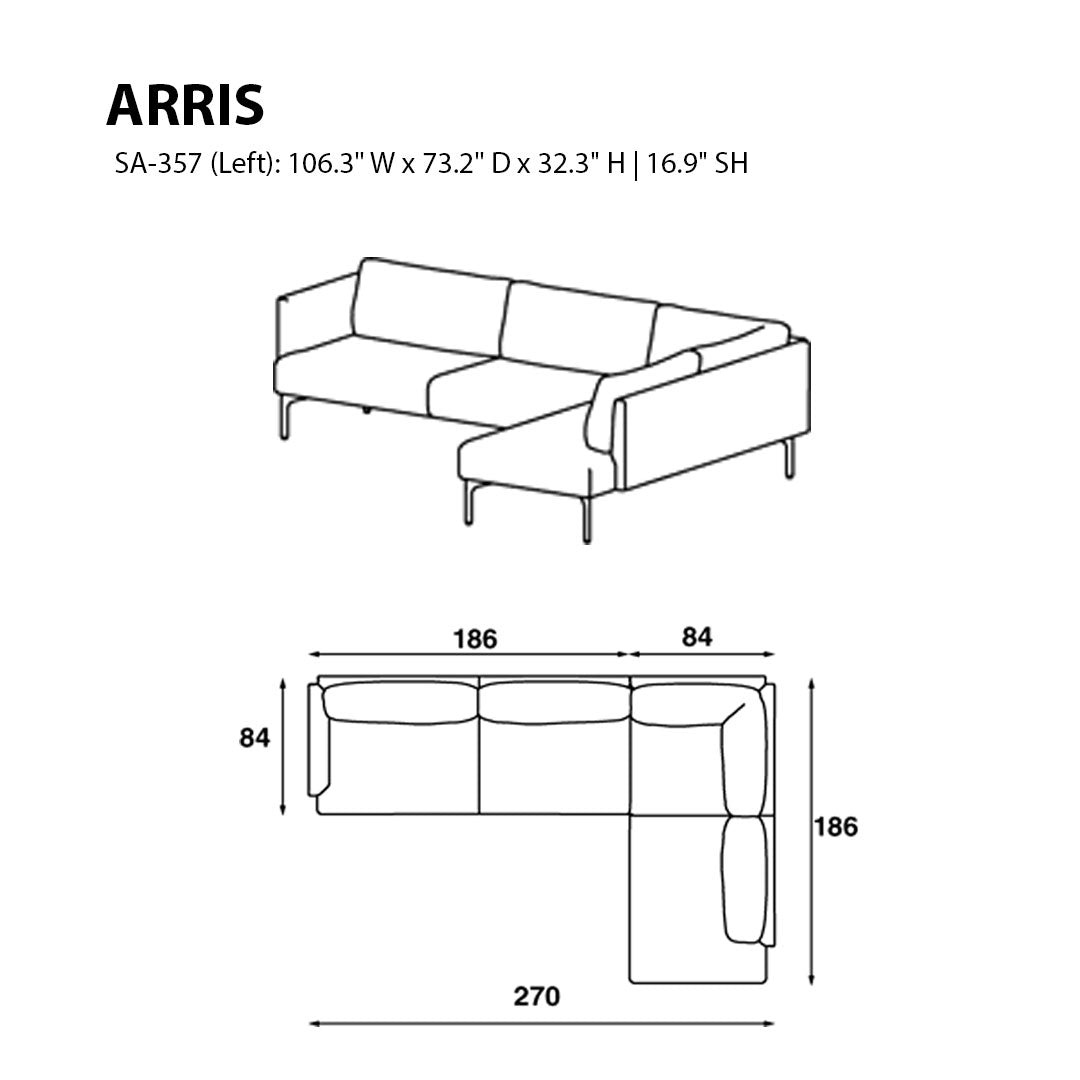Arris Sofa - L-Shaped w/ Slender Arms (106.3" W)
