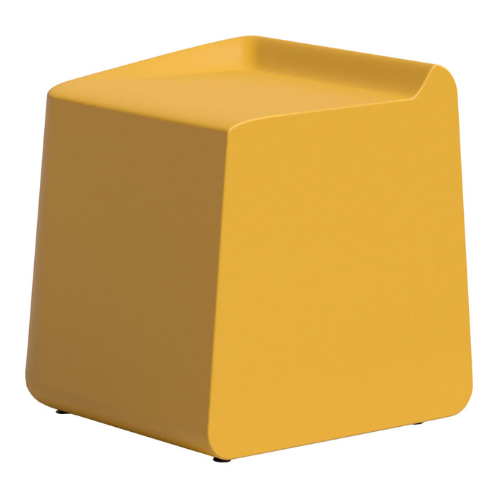 Yellow geometric stool with a sleek, modern design and smooth matte finish. Ideal for contemporary spaces.