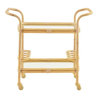 Natural bamboo serving cart with smooth, light-colored finish and minimalistic, clean lines.