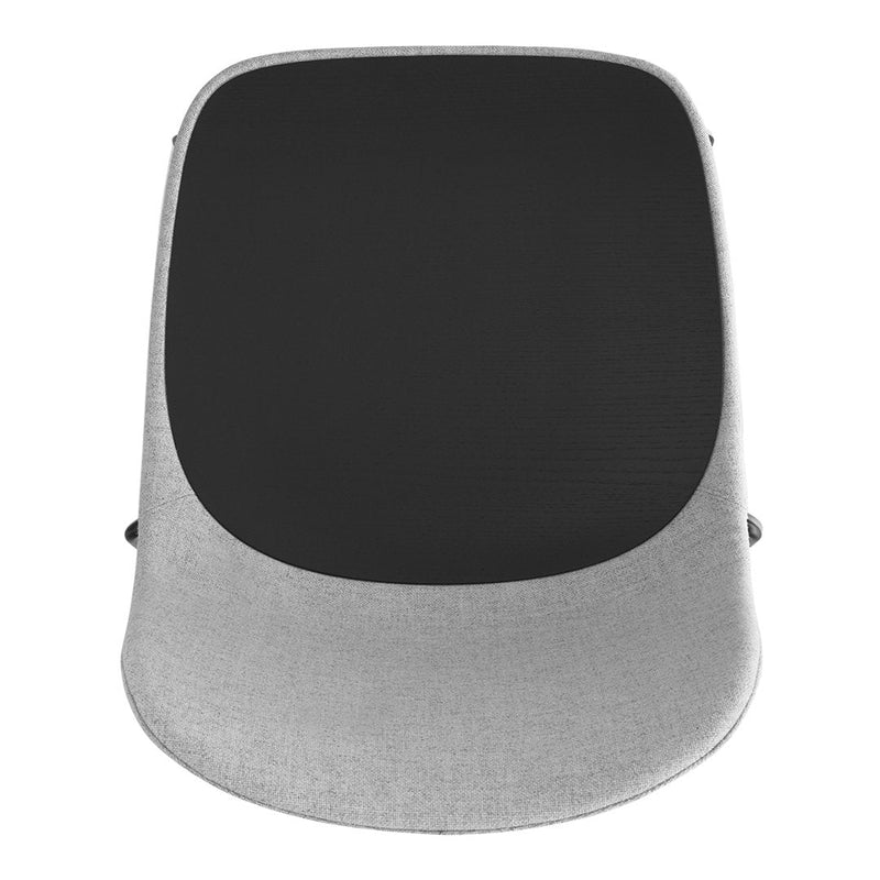 Gray and black patterned chair seat with a smooth finish and soft texture, ideal for modern decor.