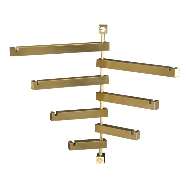 "Gold geometric wall organizer with sleek horizontal bars and modern design, perfect for stylish storage solutions."