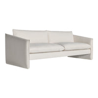 Cream-colored modern sofa with a sleek, minimalist design and textured fabric upholstery. Perfect for airy spaces.