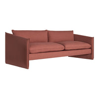 Rust-colored modern sofa with a smooth texture and minimalistic design. Ideal for contemporary living spaces.
