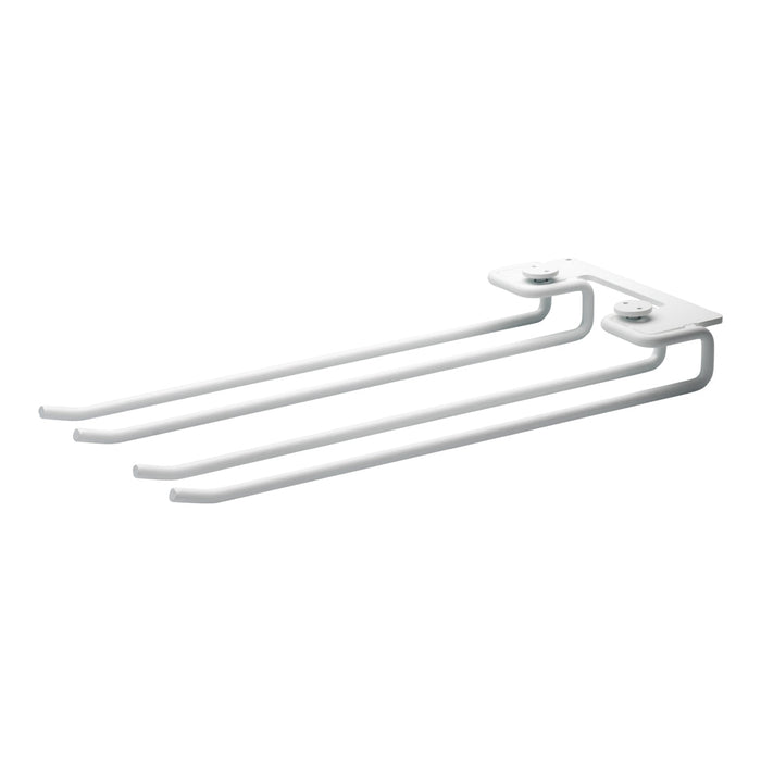 White metal hooks with a simple, minimalist design, featuring a sleek, smooth finish and no intricate patterns.