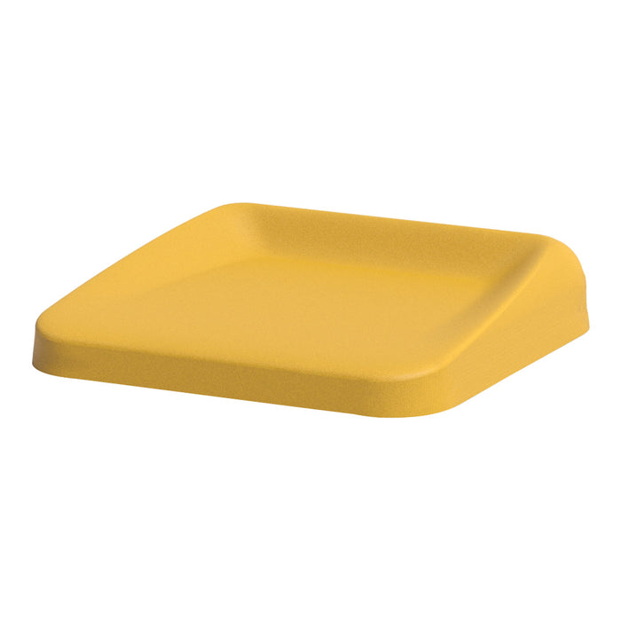 Yellow square dish with a smooth surface and slightly sloped edges, perfect for vibrant table settings.