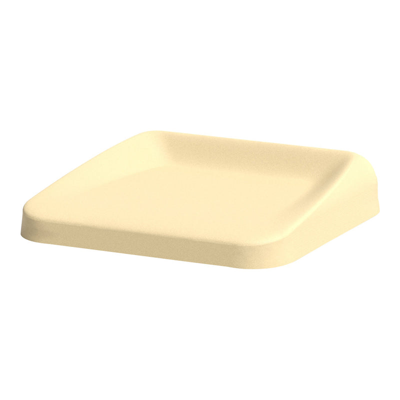 Cream-colored square plate with smooth edges, perfect for modern table settings.