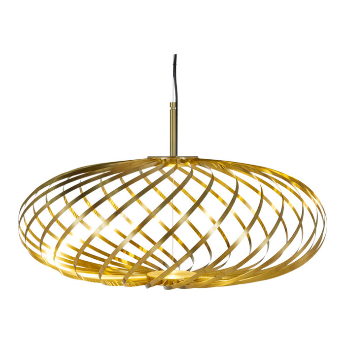Gold spiral pendant light with a modern open design and sleek metallic finish. Perfect for stylish home decor.