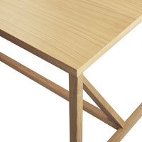 Natural wood finish table with a light oak color and minimalist pattern. Clean lines and sturdy wooden legs.