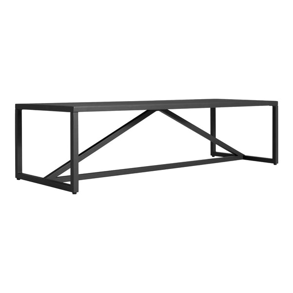 Sleek black coffee table with modern geometric pattern, perfect for contemporary living spaces.