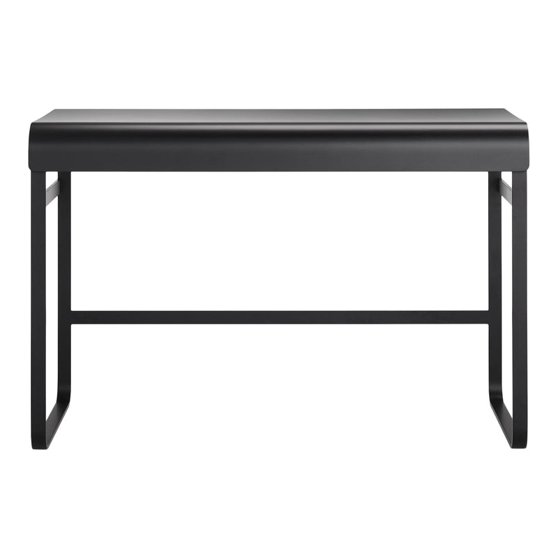 Sleek black desk with a minimalist design and smooth, solid surface. Perfect for modern, stylish interiors.