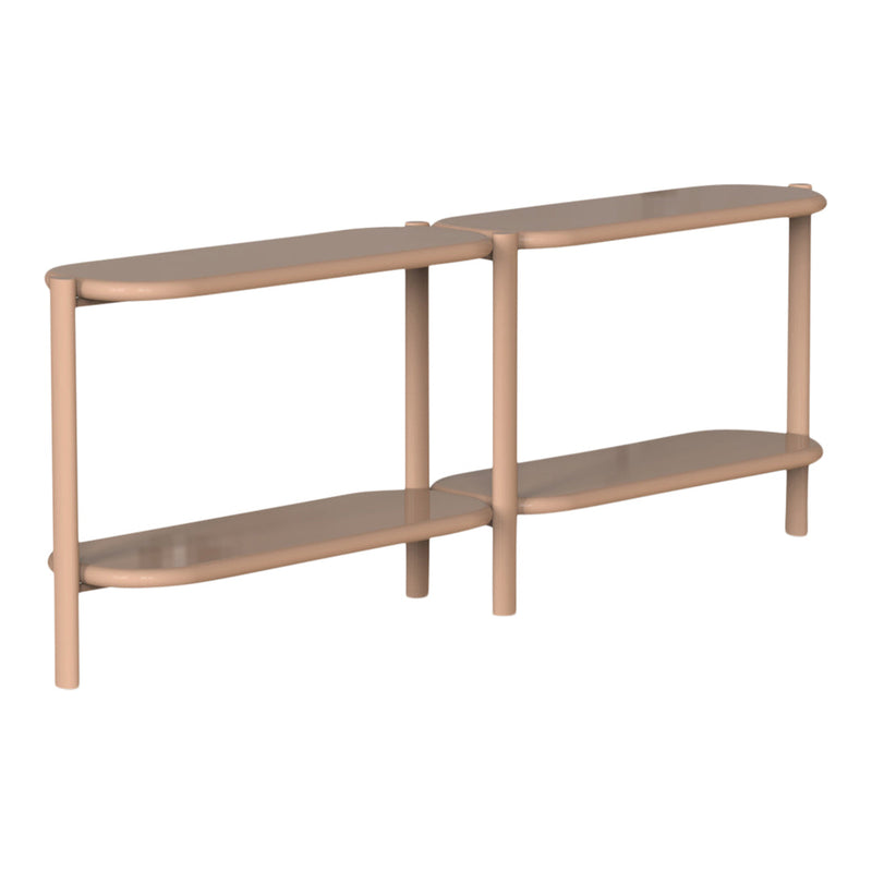 Modern two-tier shelf in soft beige with smooth, rounded edges and a minimalist design. Perfect for any decor style.