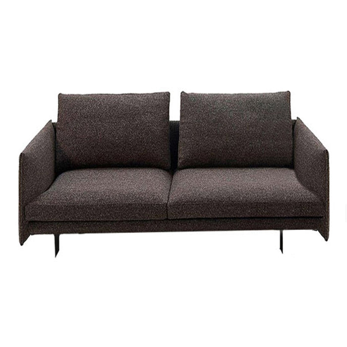 Modern two-seater sofa in dark gray fabric with a sleek, minimalist design and subtle texture. Perfect for stylish interiors.