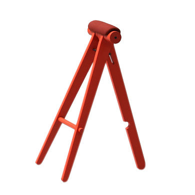 Bright red adjustable tripod stand with a sleek, modern design. Ideal for various support needs in creative projects.