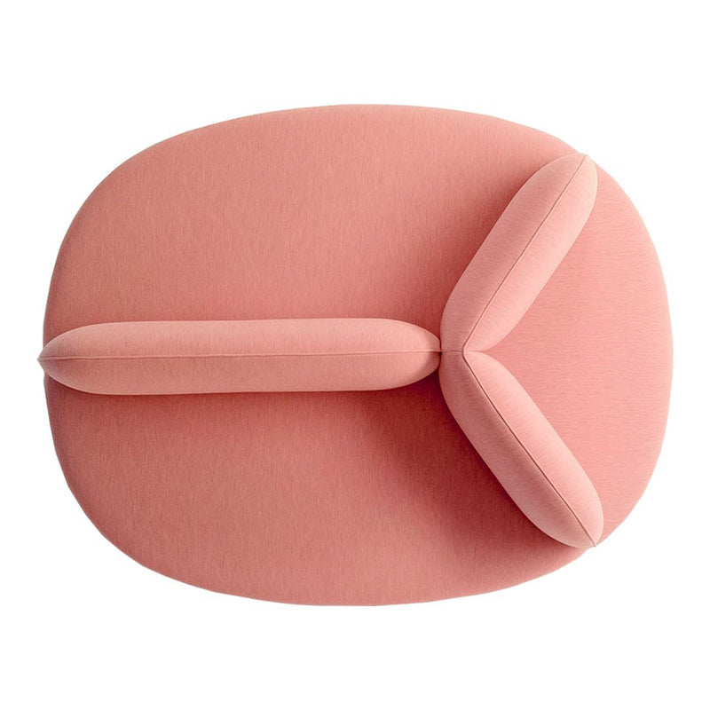Soft pink cushion with an abstract design and smooth, rounded edges, adding a modern touch to any space.