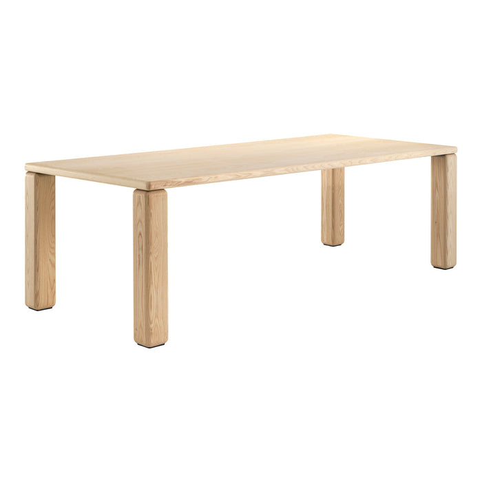 Natural light wood table with smooth finish and subtle grain pattern, featuring clean, modern lines.