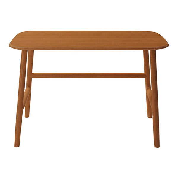 Natural wood table in warm honey tone with a smooth, minimalist design and rounded edges. Ideal for modern decor.
