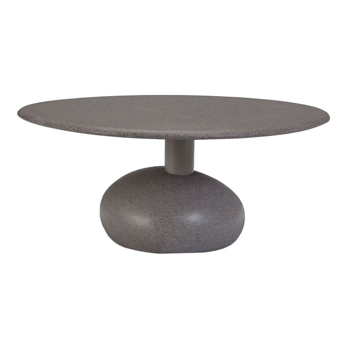 Stylish oval coffee table in a sleek gray finish with a smooth, minimalist design. Ideal for modern decor.