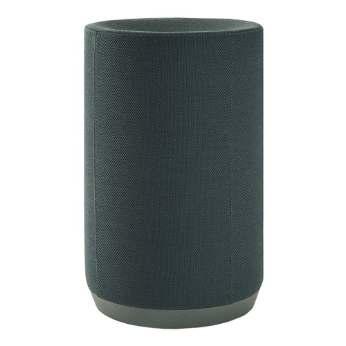 Dark green cylindrical accent piece with a textured finish and contrasting light green base. Perfect for modern decor.