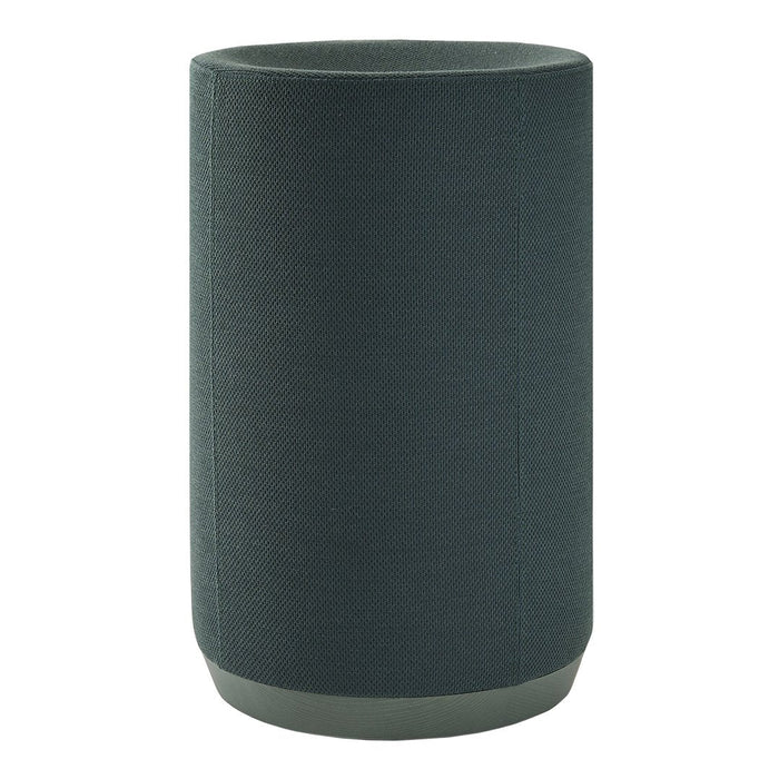 Dark green cylindrical accent piece with a textured finish and contrasting light green base. Perfect for modern decor.