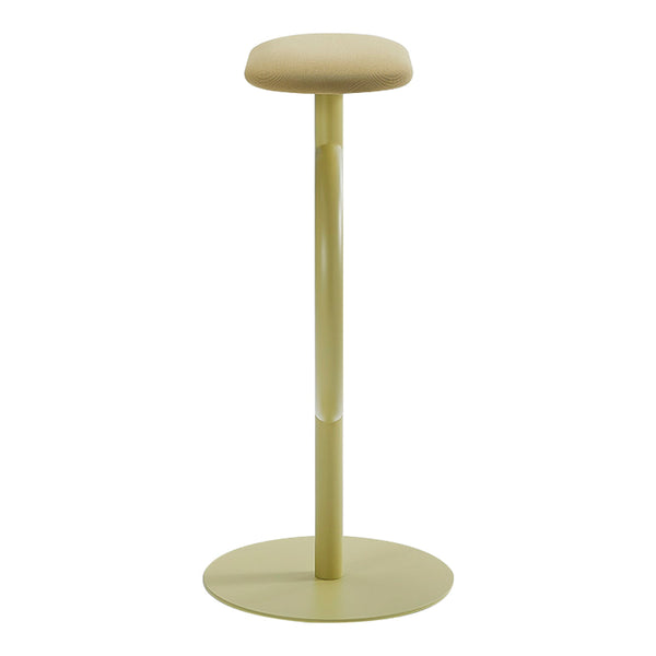 Yellow minimalist bar stool with a smooth round seat and sleek metal base, perfect for modern interiors.