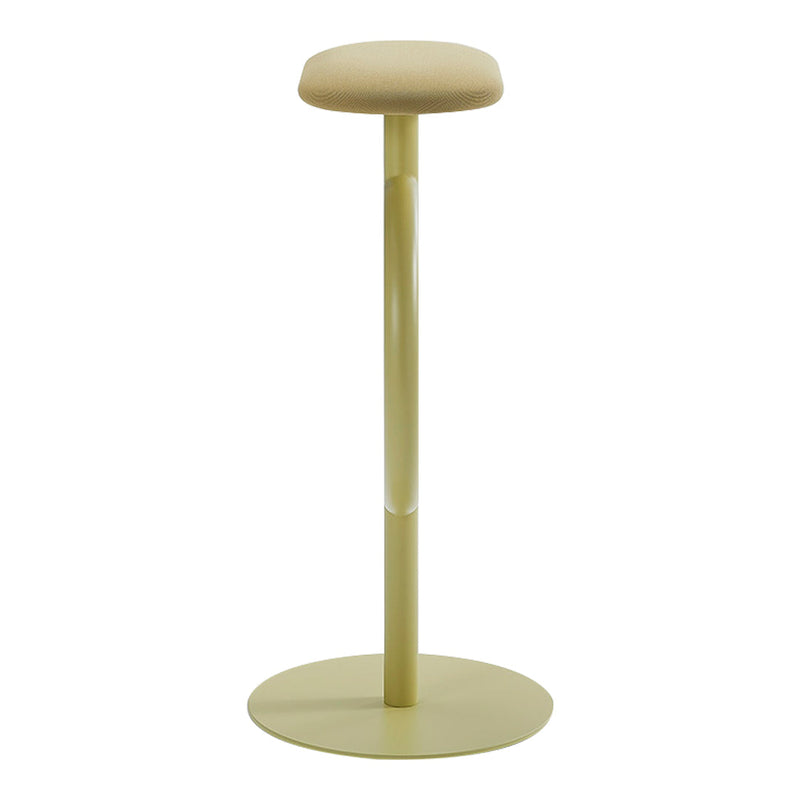 Yellow minimalist bar stool with a smooth round seat and sleek metal base, perfect for modern interiors.
