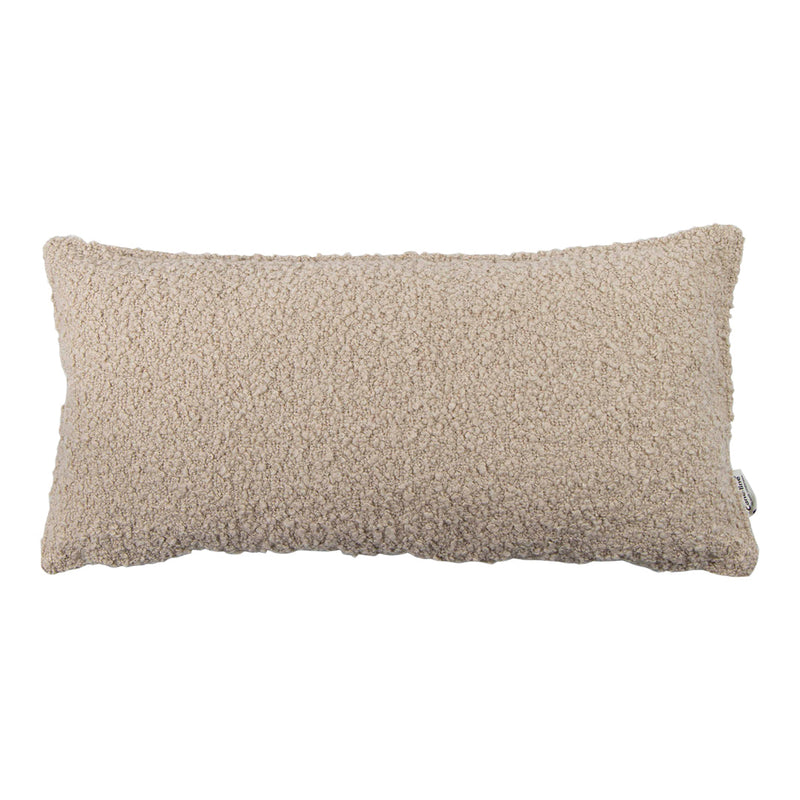 "Beige textured pillow with a soft, cozy pattern, perfect for adding warmth to any decor."