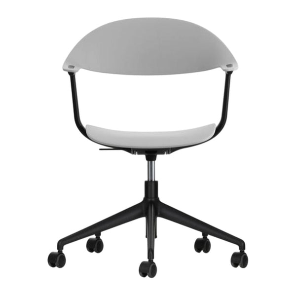 Gray and black modern office chair with a sleek design and minimalist pattern. Ideal for contemporary workspaces.