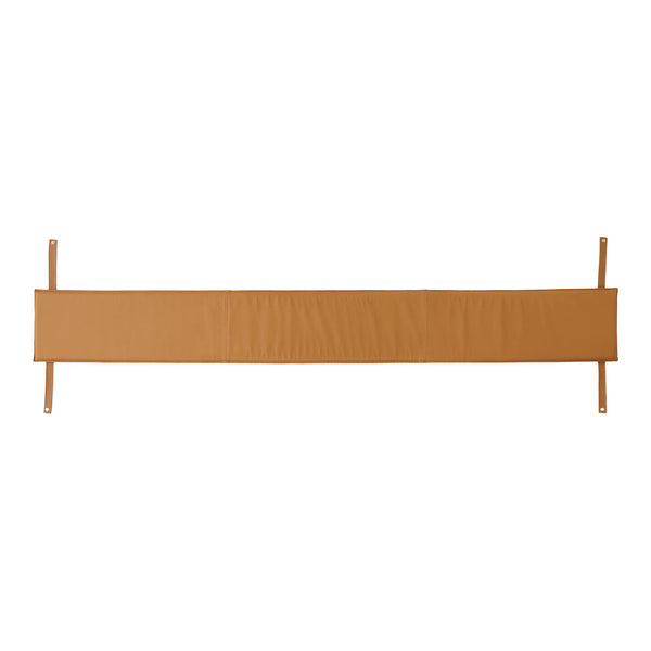 Camel-colored fabric with a smooth texture, featuring ties at both ends for easy attachment.