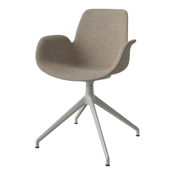 Beige textured fabric chair with a light gray tripod base. Modern design for stylish interiors.