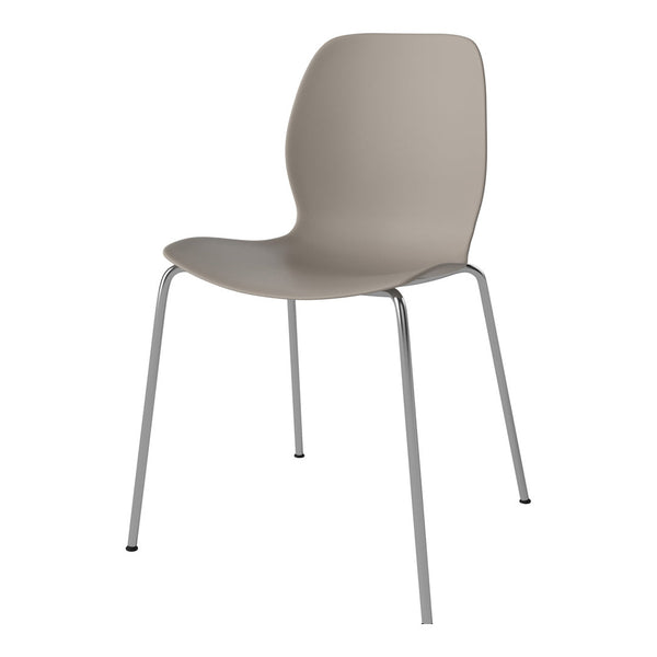 Minimalist gray chair with smooth, contouring lines and sleek metal legs, perfect for modern decor.