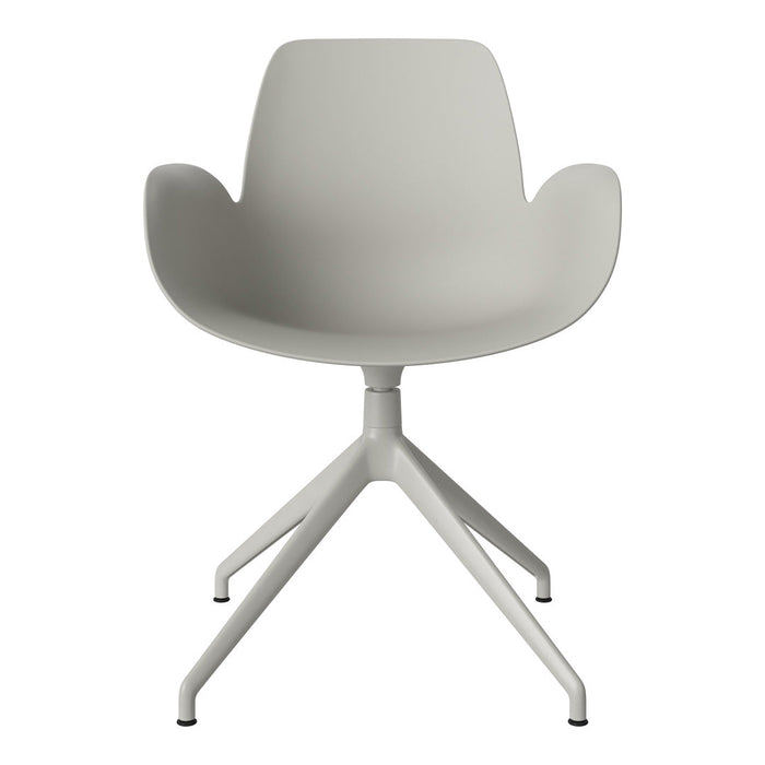 Modern light gray chair with a smooth, minimalist design and sleek metal legs. Perfect for contemporary interiors.