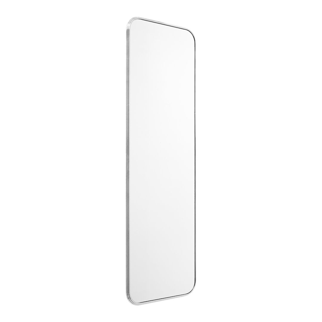 Full-length mirror with a sleek silver frame and minimalist design, perfect for modern decor.