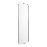 Full-length mirror with a sleek silver frame and minimalist design, perfect for modern decor.
