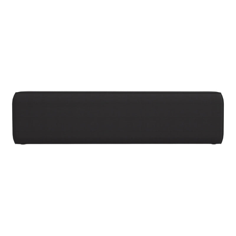 Black rectangular cushion with a textured fabric pattern, ideal for modern decor.