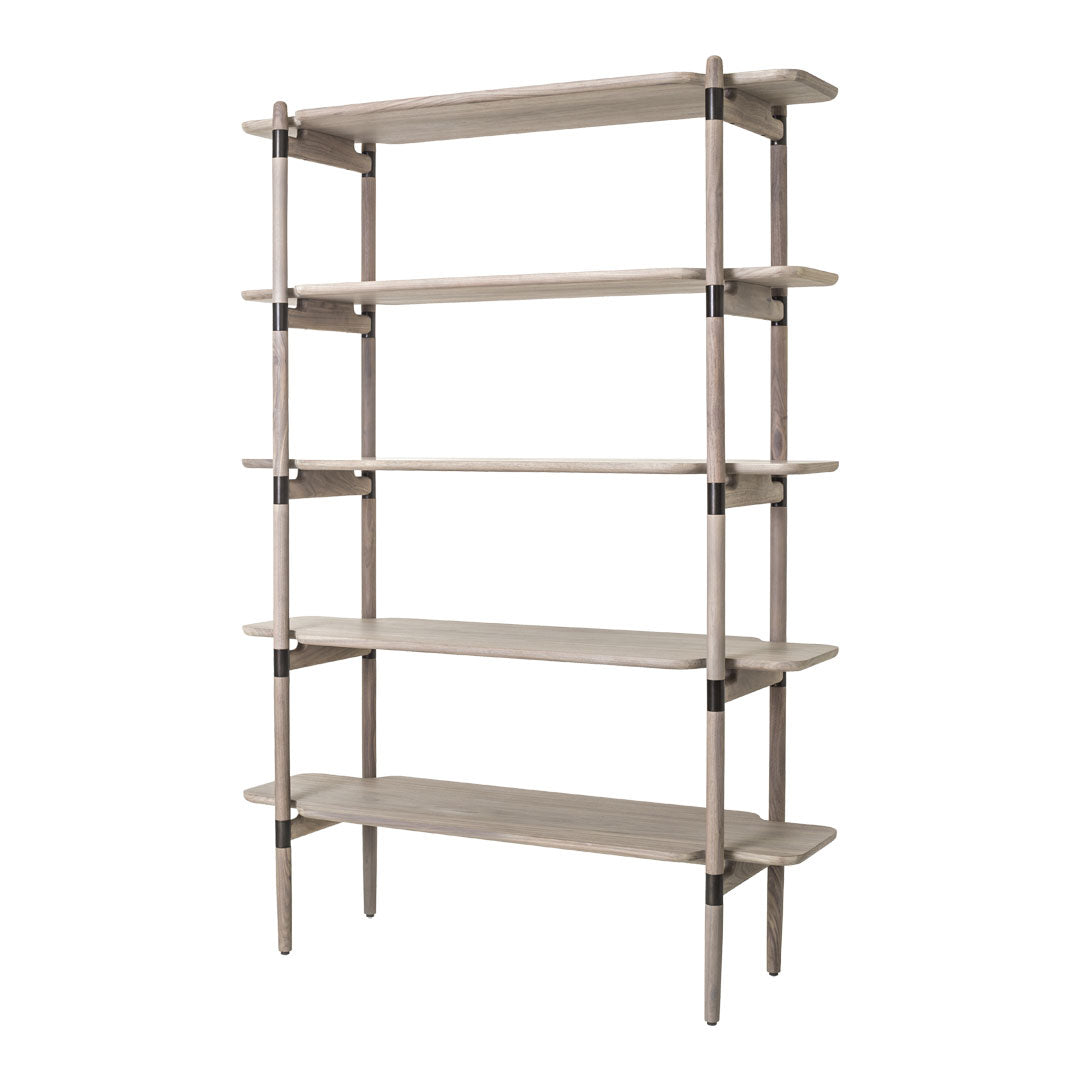 Light wood shelving unit with sleek, minimalist design and subtle natural grain pattern.